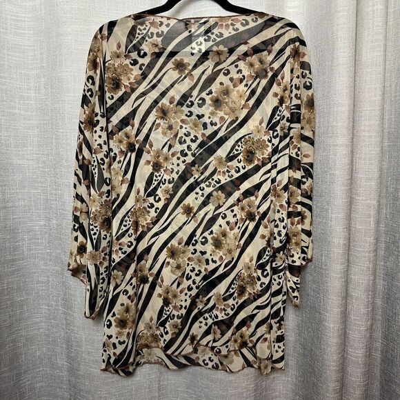 2/$30 Carolyn Strauss Vintage Sheer Leopard Print Tunic Top Size L Boho Mobwife - Picture 9 of 10